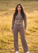 BUTTON UP ACID WASH LOUNGEWEAR SET
