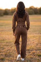 BUTTON UP ACID WASH LOUNGEWEAR SET